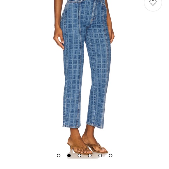 Damson Madder Tovie Jeans in Blue check front seam US 14 UK 18 - Picture 7 of 10